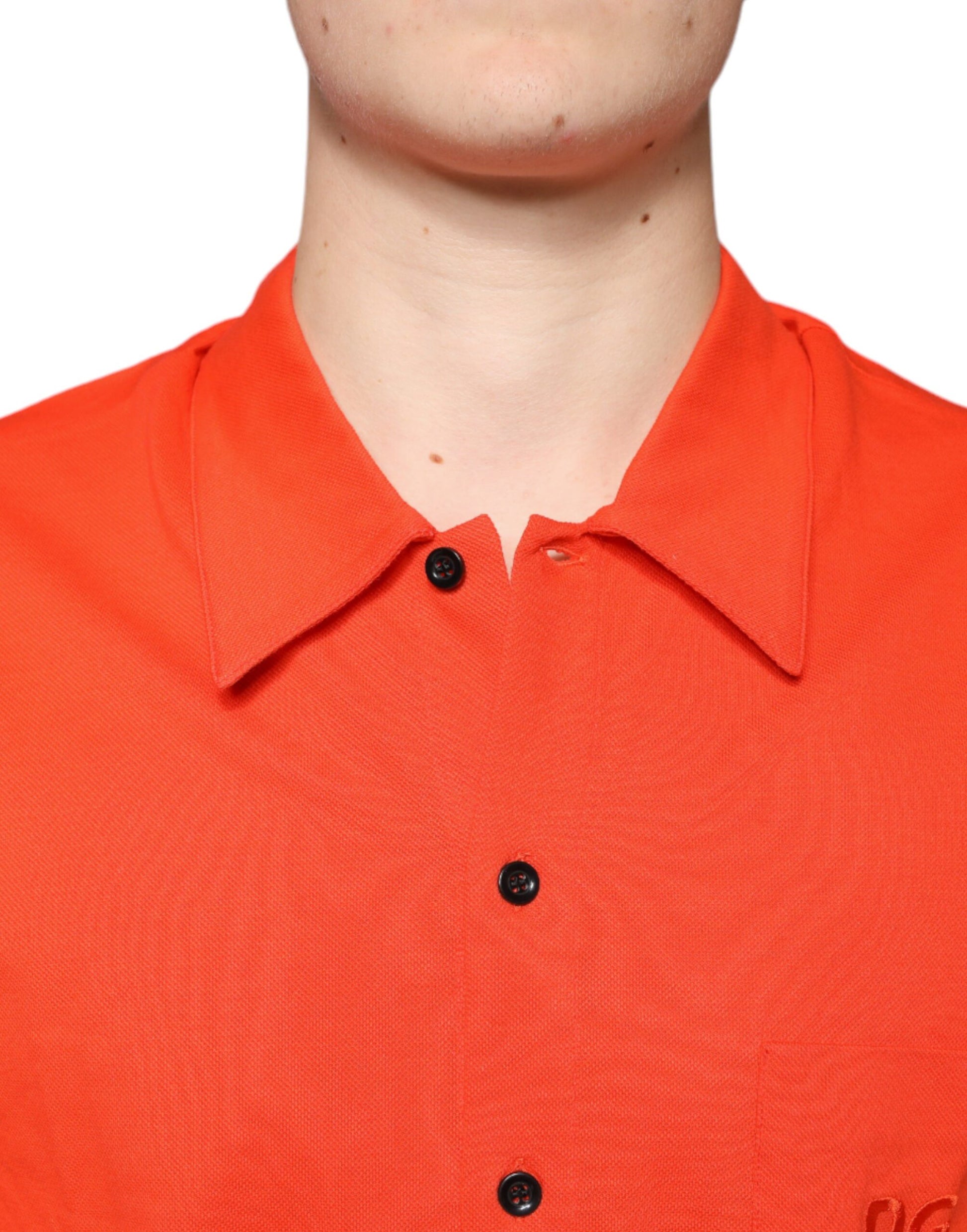 Dolce & Gabbana Orange Cotton Button Down Casual Polo Shirt