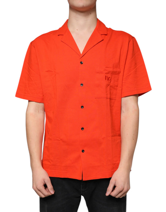 Dolce & Gabbana Orange Cotton Button Down Casual Polo Shirt