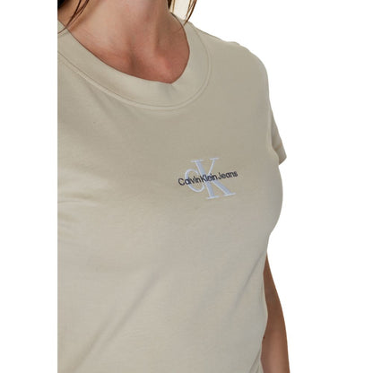 Calvin Klein Jeans Beige Cotton Rigenerato Tops & T-Shirt