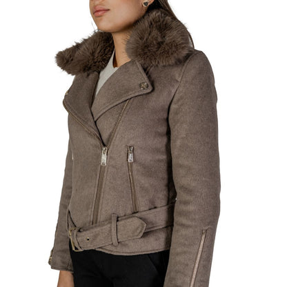 Guess Brown Polyester Jackets & Coat