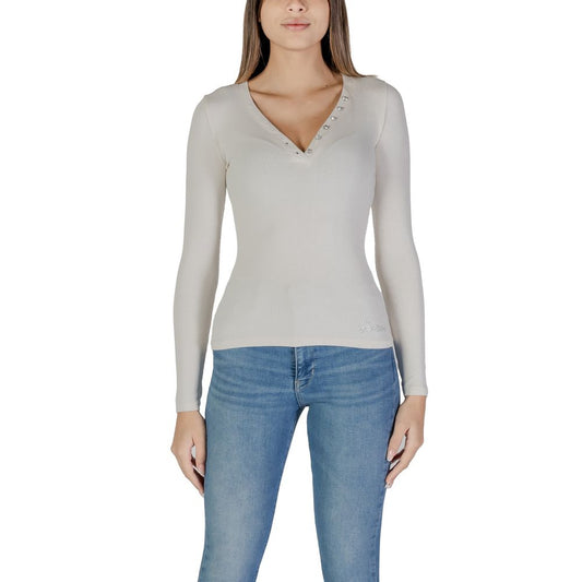 Guess Cream Viscose Tops & T-Shirt