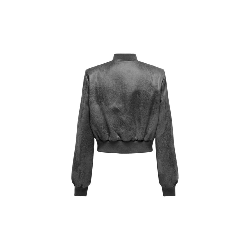 Only Gray Synthetic Leather Jackets & Coat