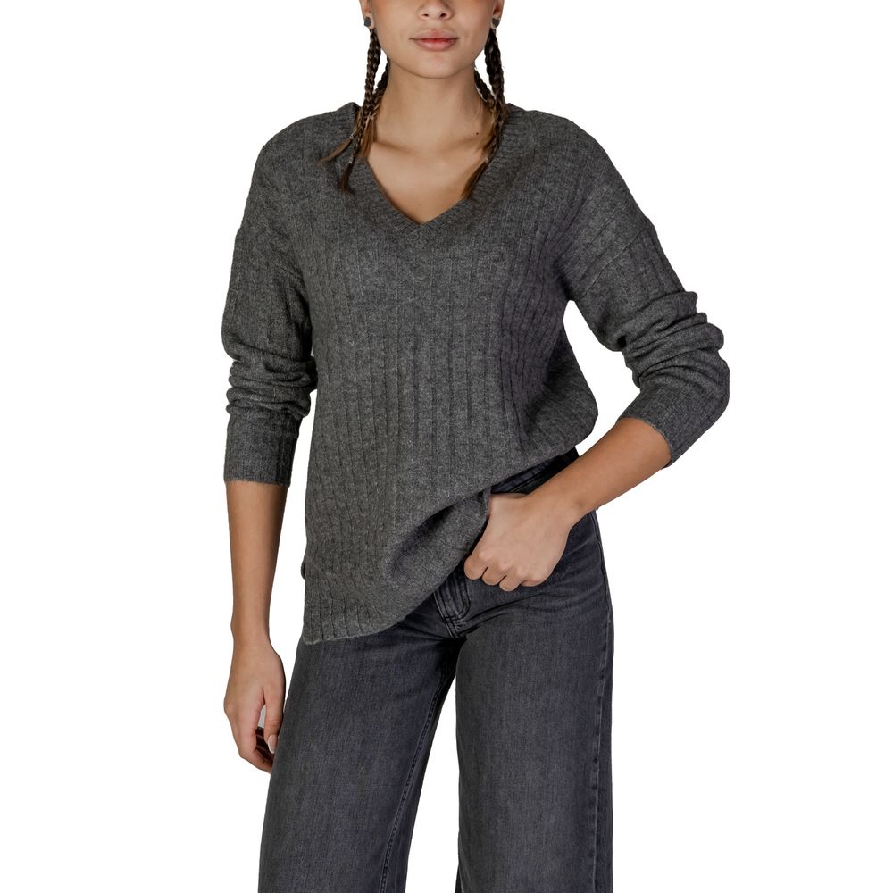 Vila Clothes Gray Acrylic Sweater