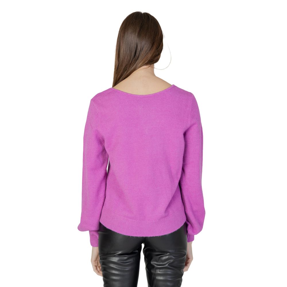 Vila Clothes Pink Viscose Sweater