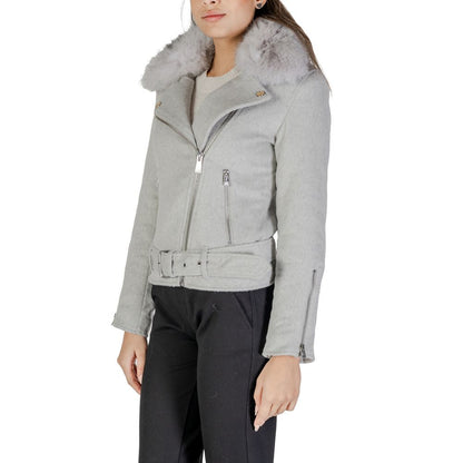 Guess Gray Polyester Jackets & Coat