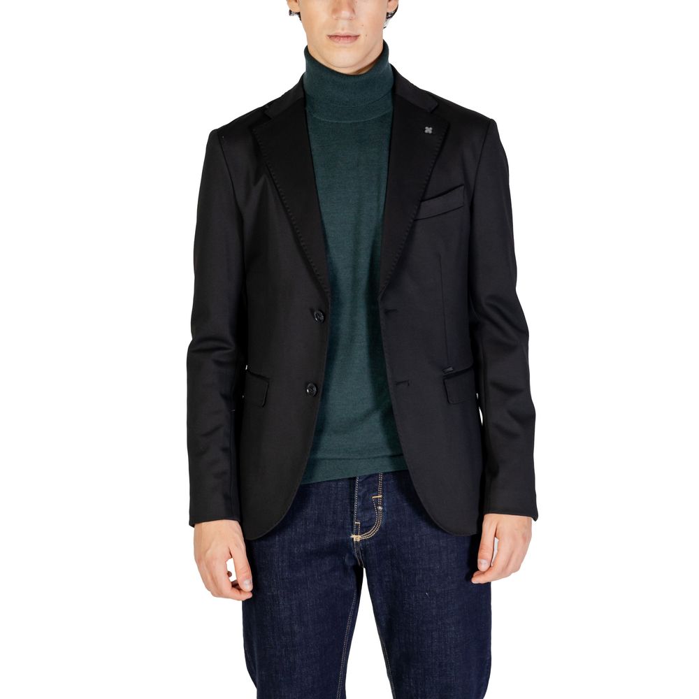 Gianni Lupo Black Polyester Blazer