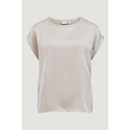 Vila Clothes Gold Cotton Tops & T-Shirt