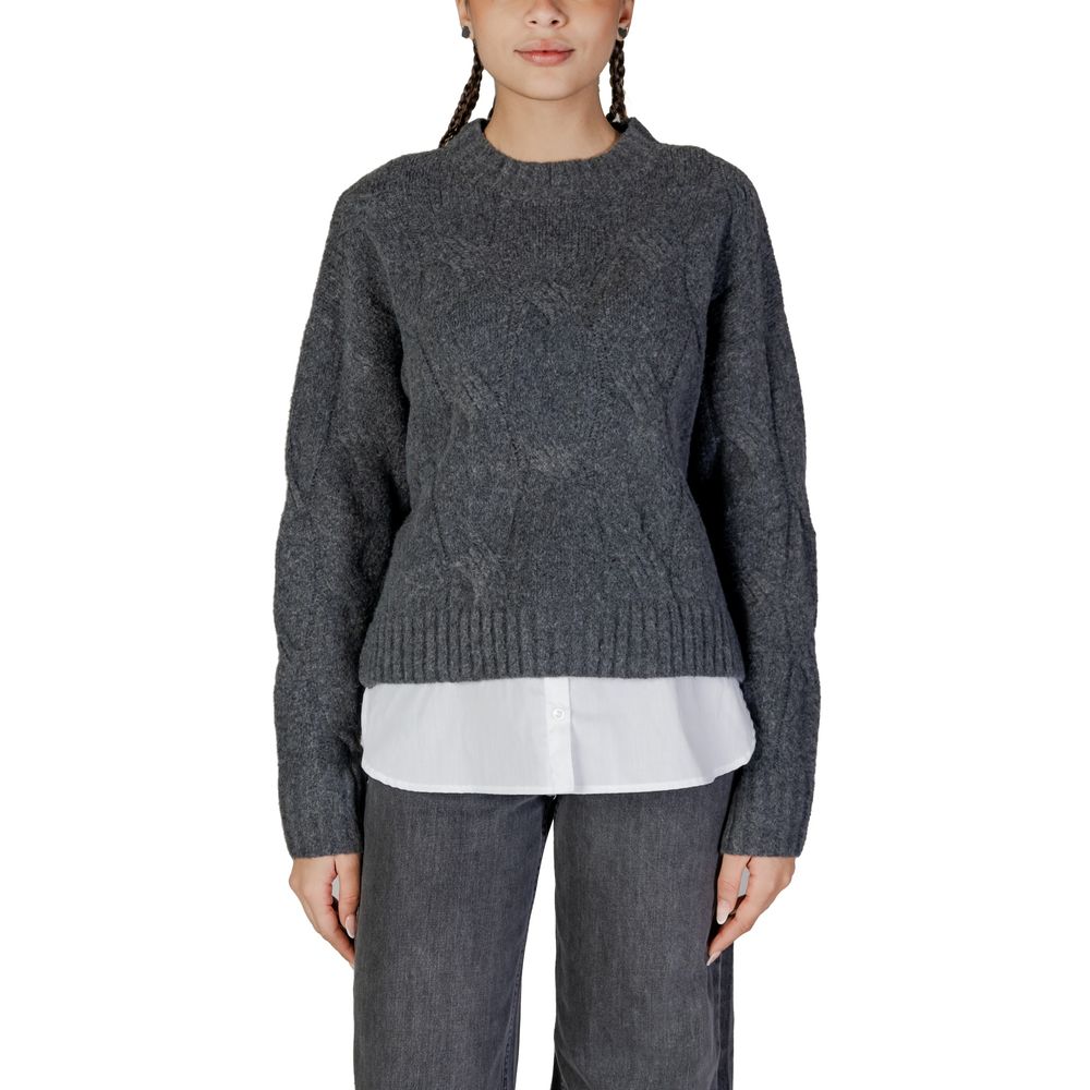 Jacqueline De Yong Gray Recycled Polyester Sweater