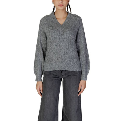 Jacqueline De Yong Gray Recycled Polyester Sweater