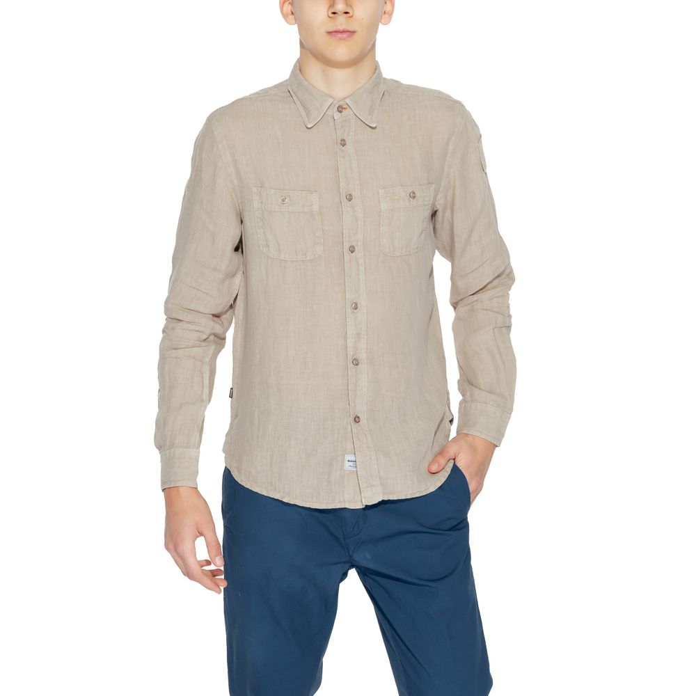 Blauer Beige Linen Shirt