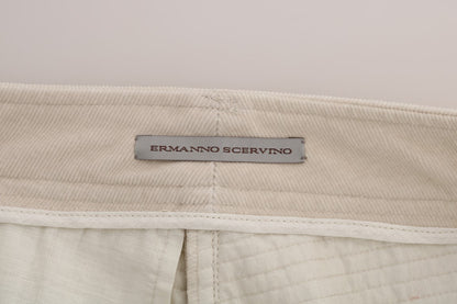 Ermanno Scervino Chic Beige Corduroy Skinny Slim Fit Pants