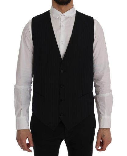 Dolce & Gabbana Elegant Blue Striped Waistcoat Vest