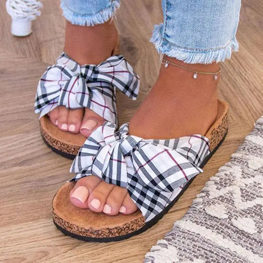 Summer Ladies Leopard Print Bowknot Flat Sandals