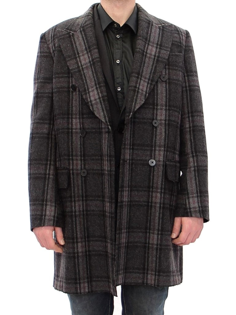 Dolce & Gabbana Sicilia Checkered Wool Blend Coat