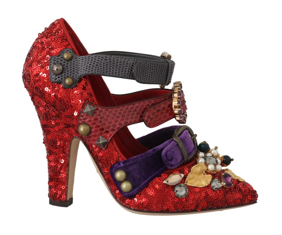 Dolce & Gabbana Red Bellucci Alta Moda Embellished Pumps