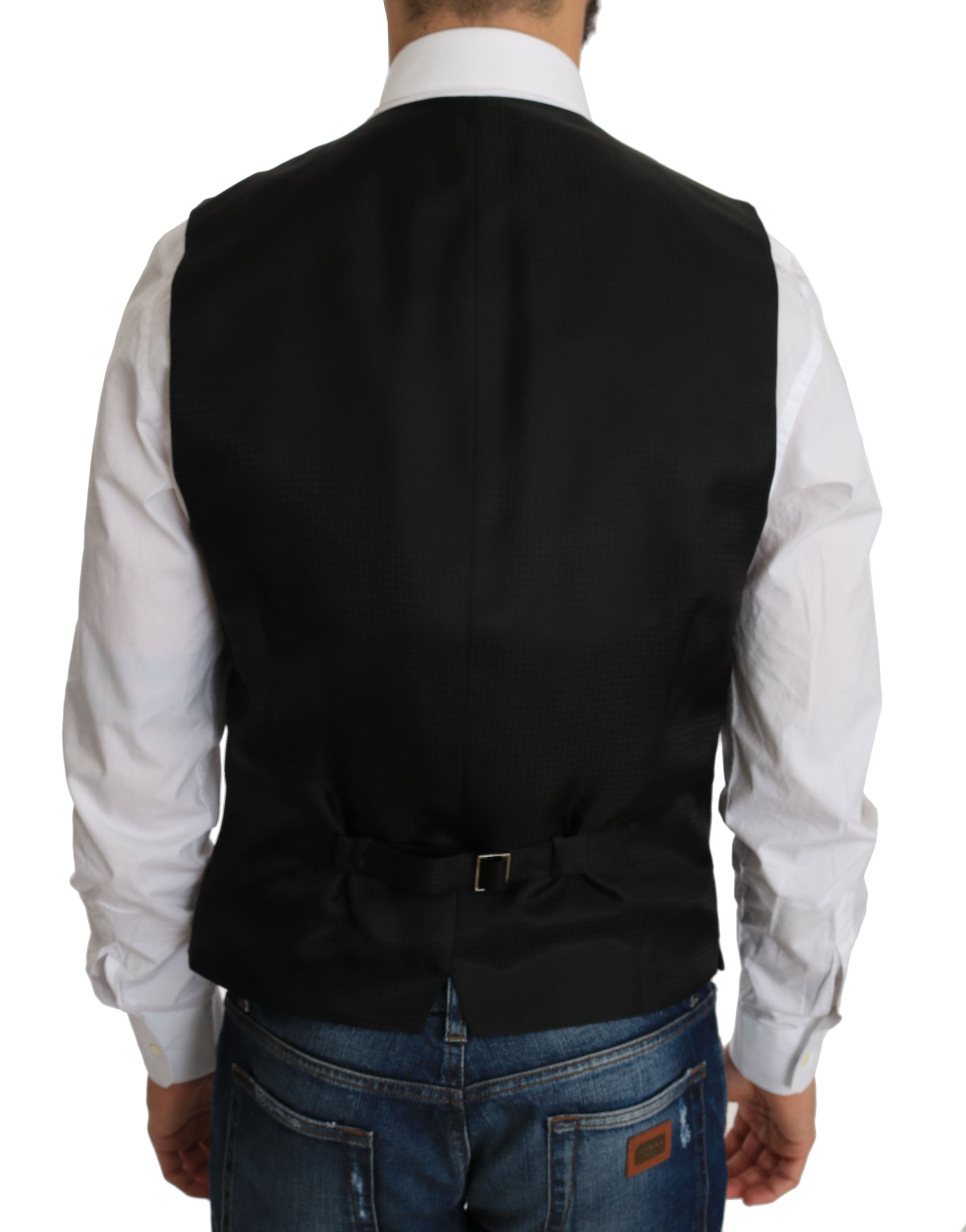 Dolce & Gabbana Elegant Black Silk Blend Formal Vest