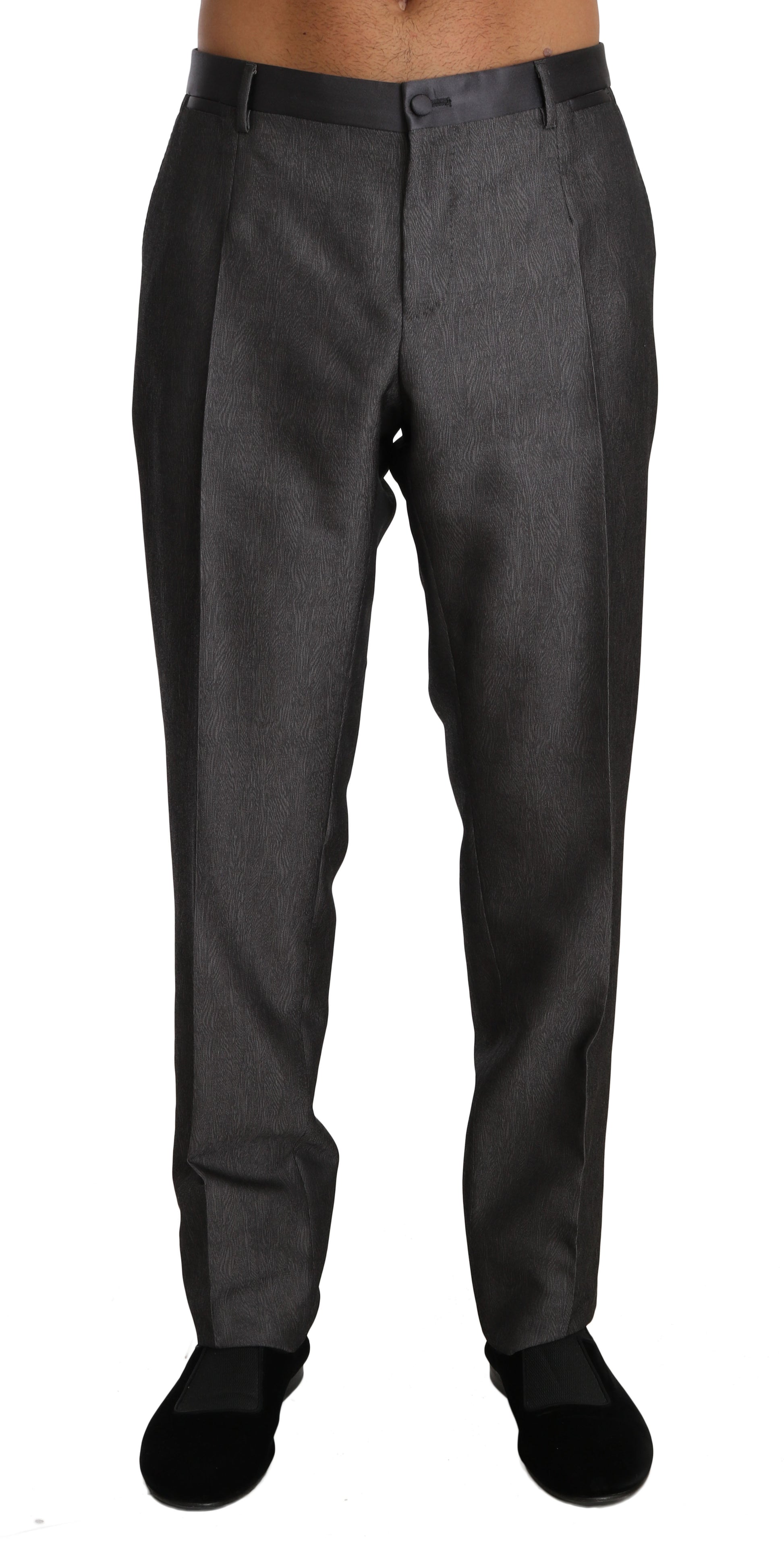 Dolce & Gabbana Elegant Patterned Gray Wool Blend Trousers