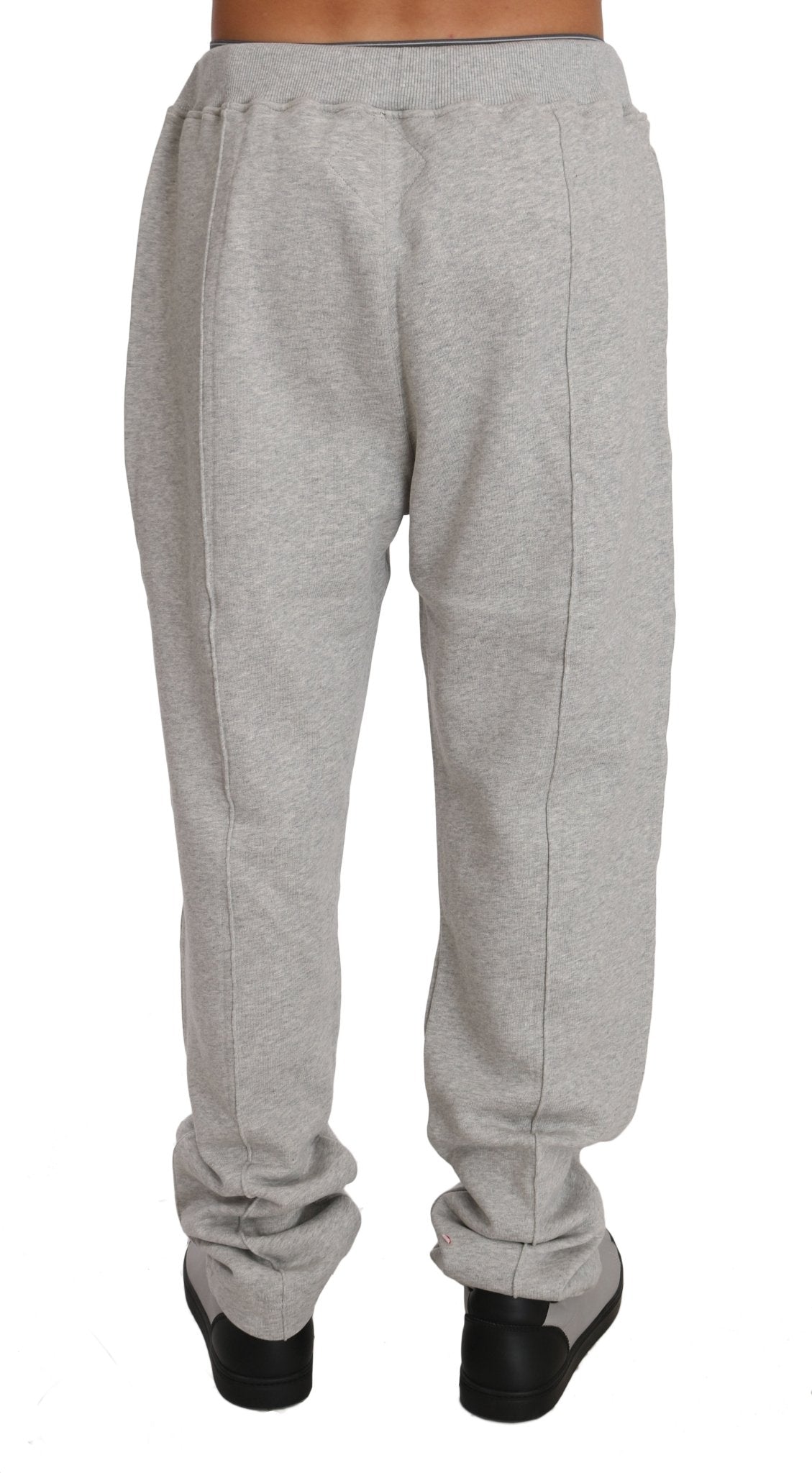 Billionaire Italian Couture Elegant Gray Cotton Sweatsuit Ensemble