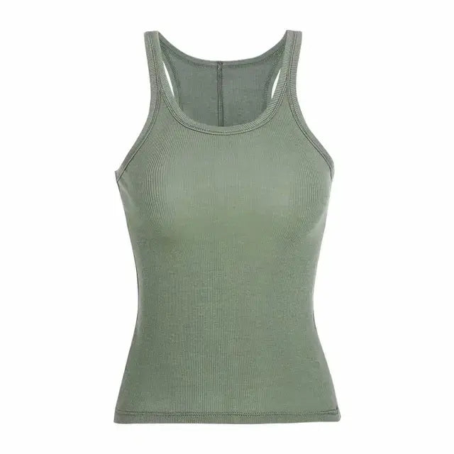 Vintage Ribbed Tank: Summer Chic Green S