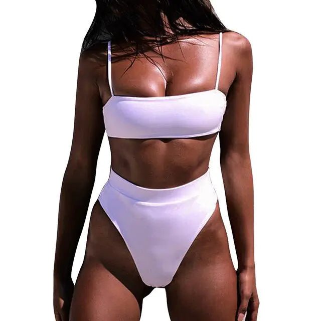 Brazilian Ribbed Bikini Set: Sizzling White Style 2 Medium