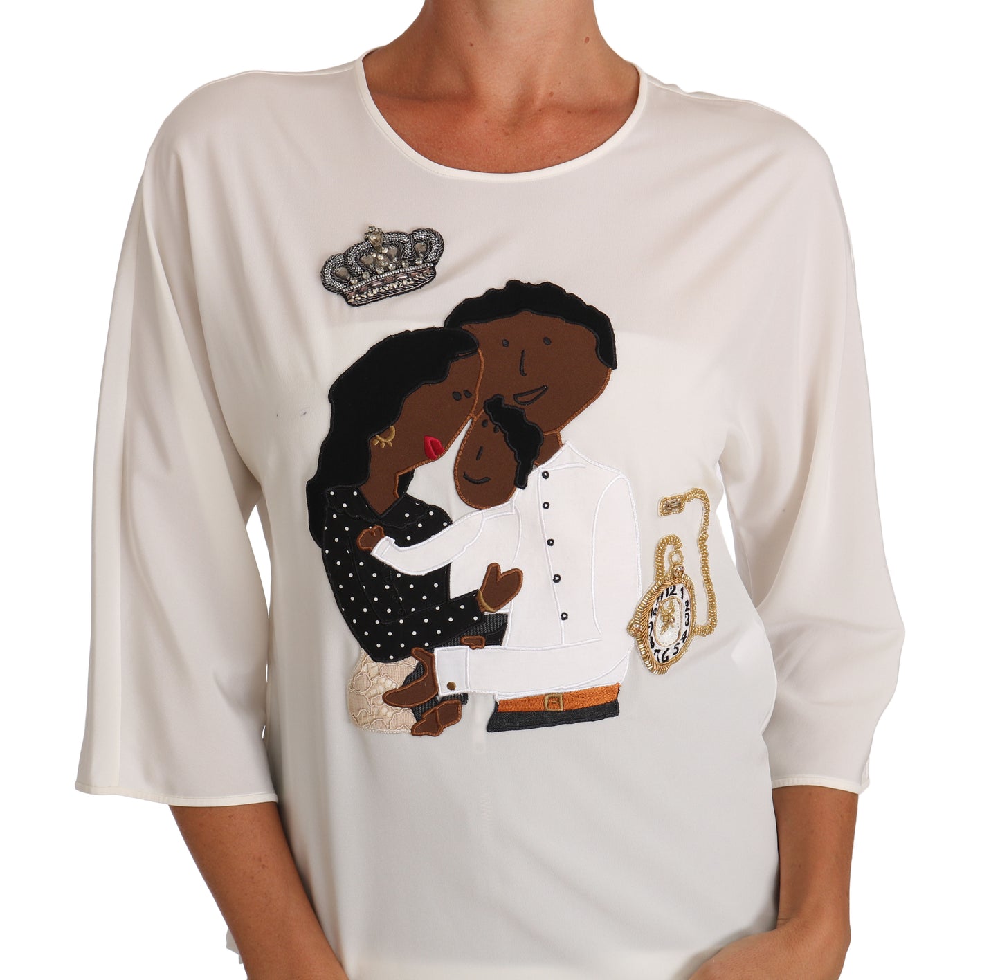 Dolce & Gabbana Elegant Silk Blend Crewneck Blouse