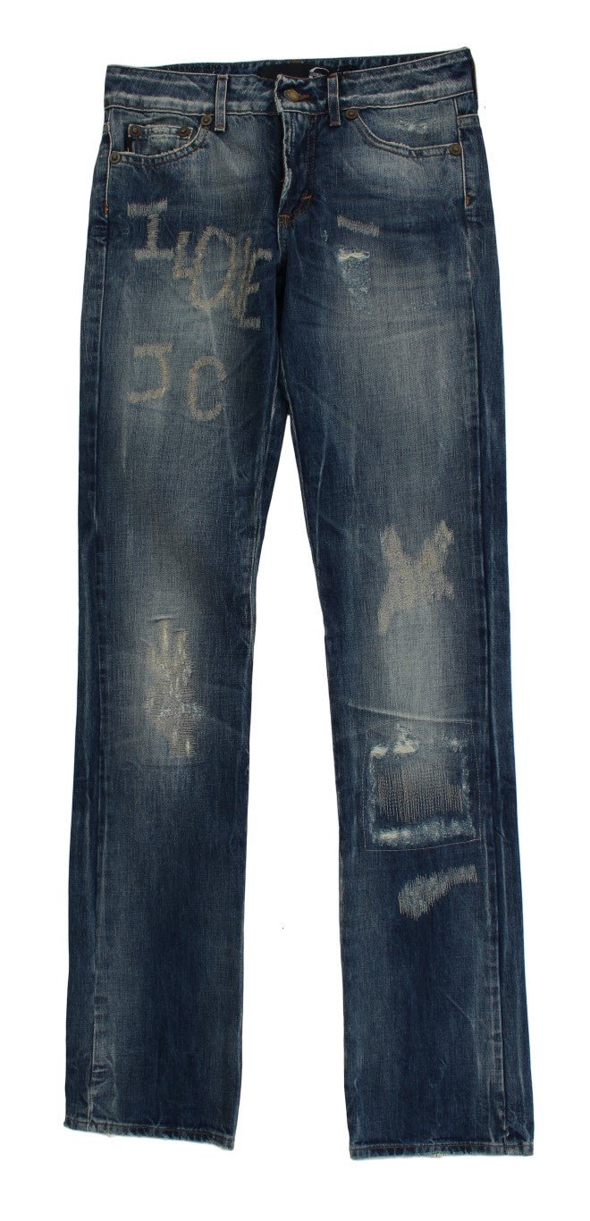 Cavalli Elegant Flare Fit Blue Denim Jeans