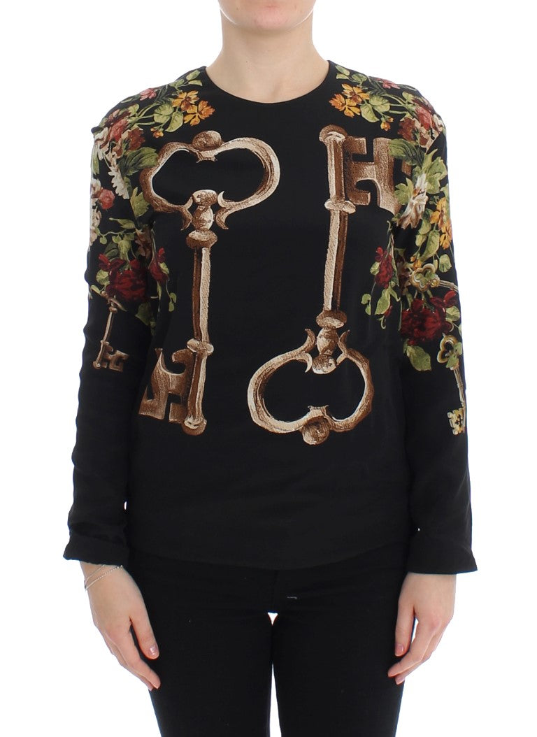 Dolce & Gabbana Elegant Medieval Print Silk Blouse