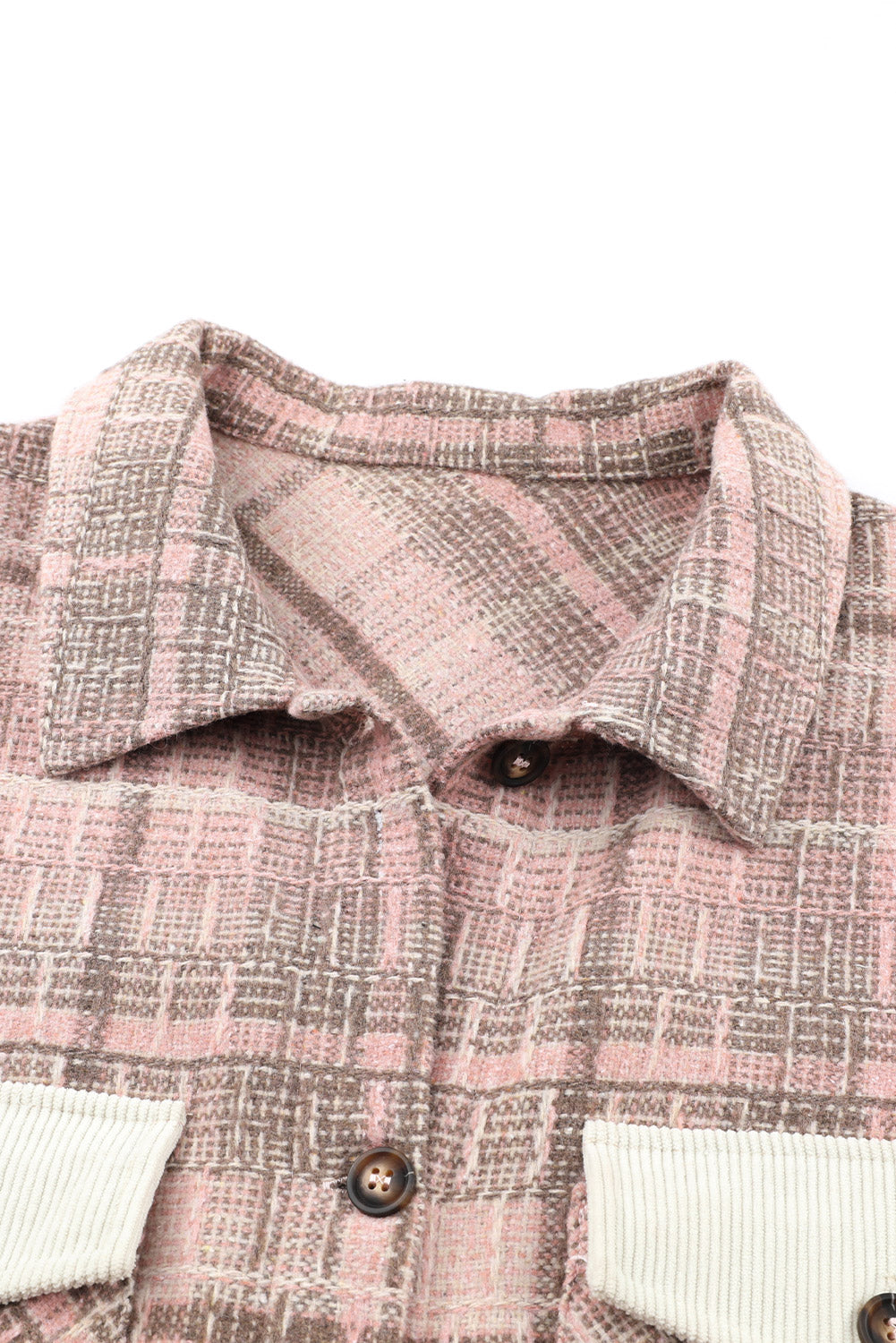 Pink Plus Size Macrame Plaid Coat