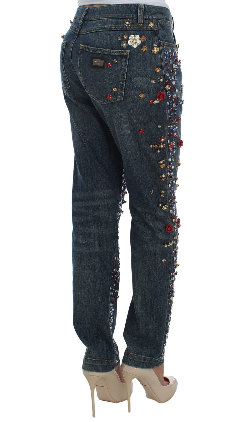 Dolce & Gabbana Enchanted Sicily Crystal Heart Boyfriend Jeans