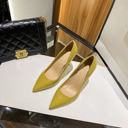 The cMore - Red Bottom High Heel Pumps for Women Yellow 6cm 38