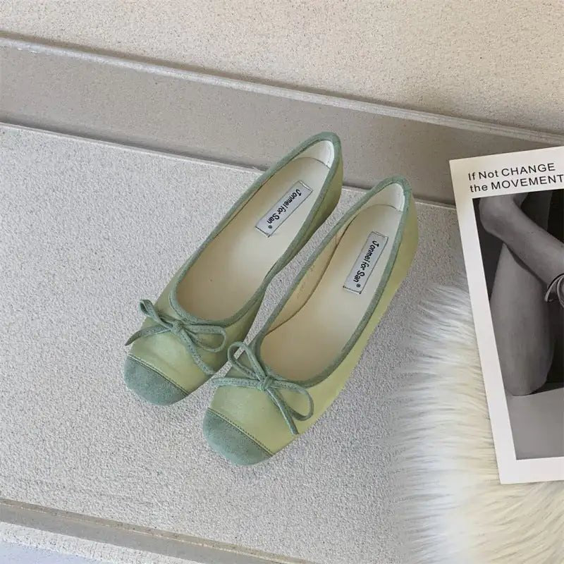 Ballet Flats Green Satin Style 36