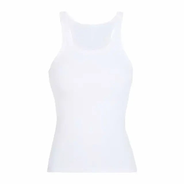 Vintage Ribbed Tank: Summer Chic White L