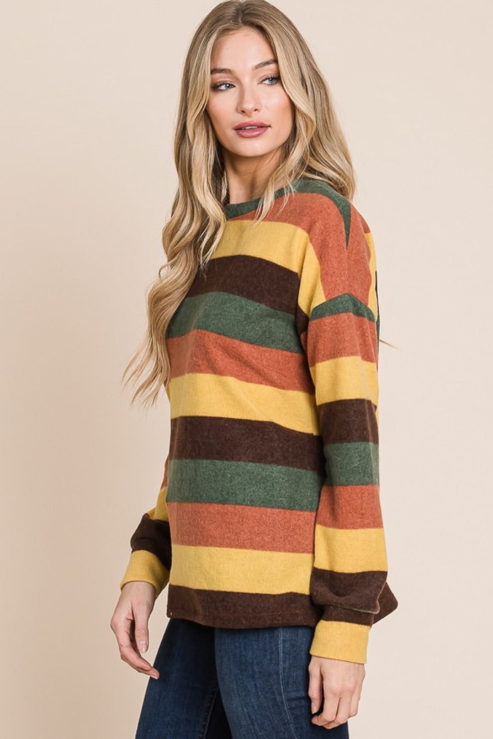 BOMBOM Multi-Color Striped Knit Top