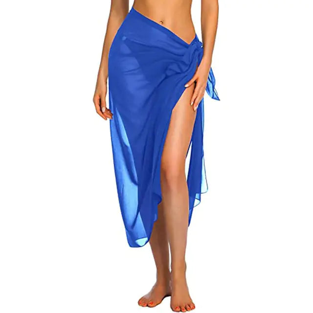 Swimwear Cover-ups Blue-Long One Size