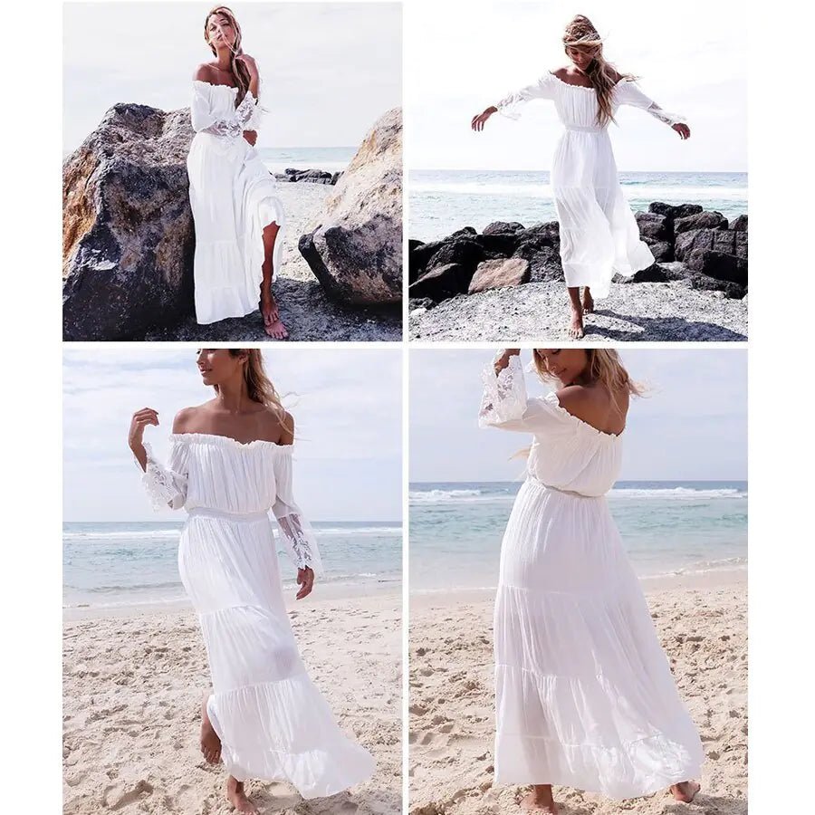 Boho Off-Shoulder Lace Sundress