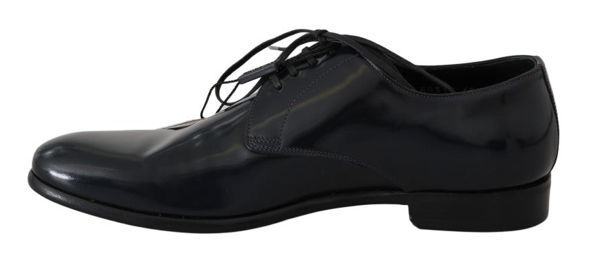 Dolce & Gabbana Elegant Dark Blue Leather Derby Shoes