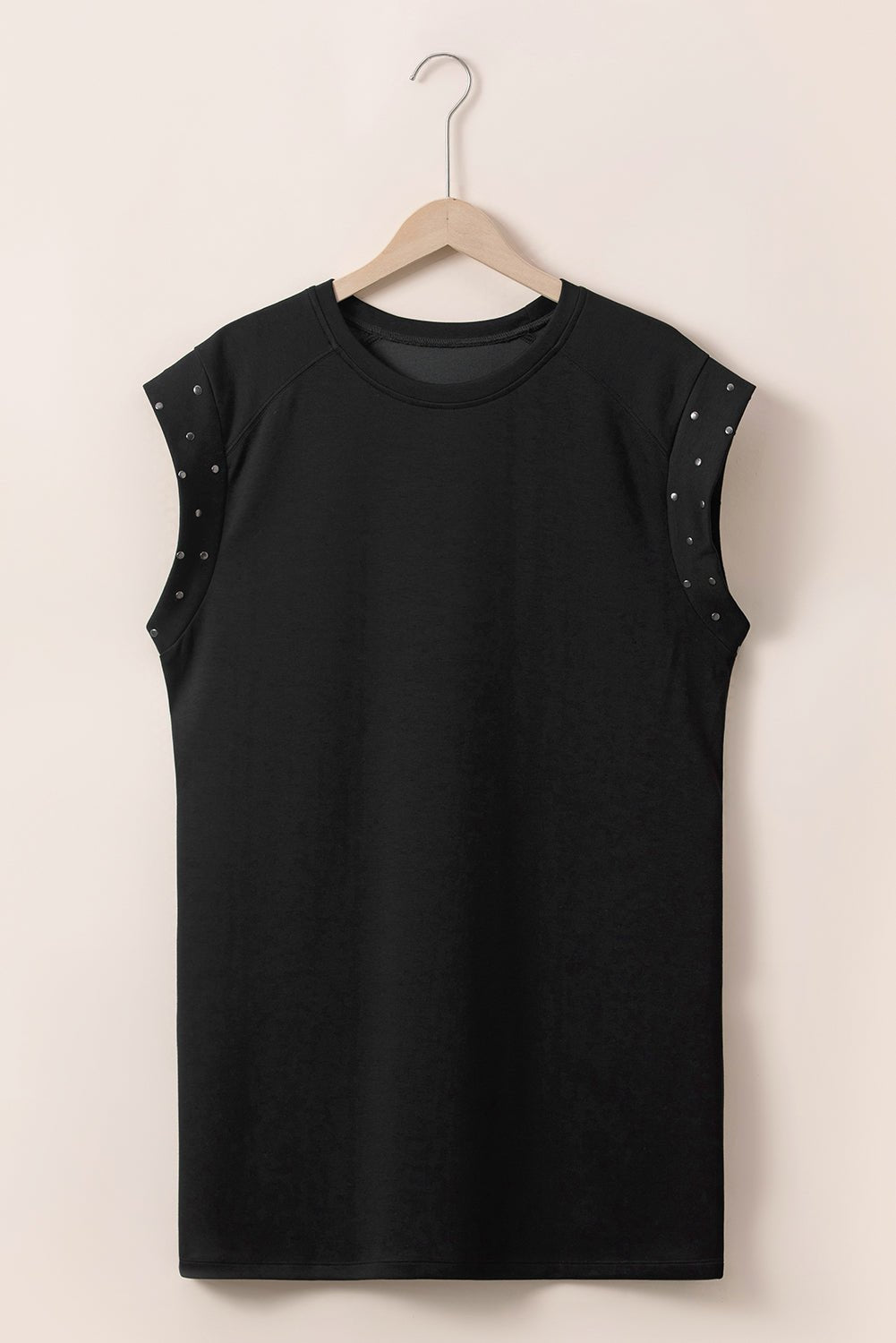 Black Studded Cap Sleeve Plus Size T-shirt Dress