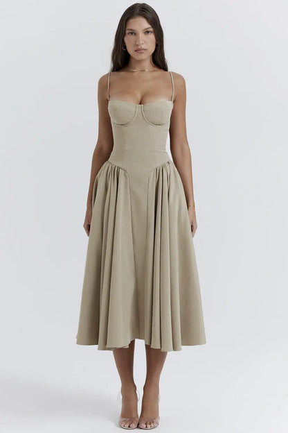 Ella Corset Dress Khaki L