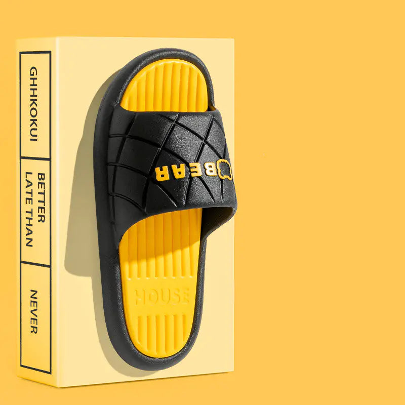 Women's Anti-Slip Striped Bear House Slippers for Summer