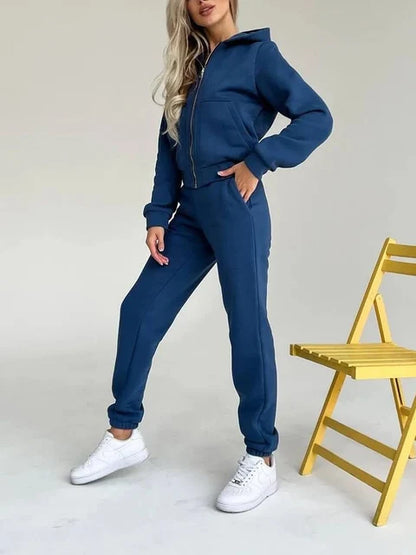 Streamgirl Winter Velvet Tracksuit Two-Piece Set Royal blue XL