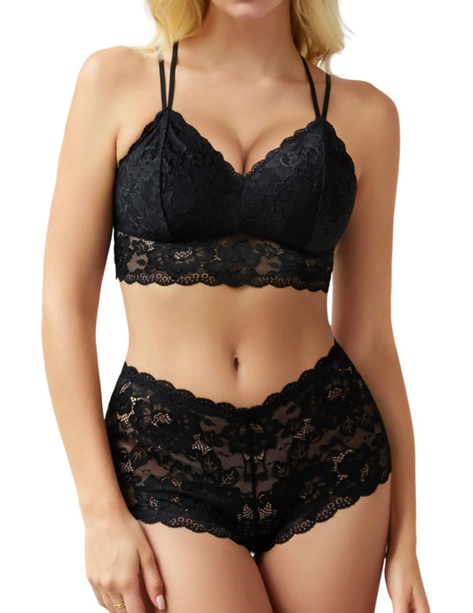Avidlove Women Lingerie Sexy Sets Bralette and Panty Set Two Piece Lingerie Sets for Women(BlackS)