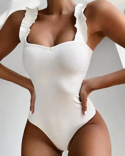 Ruffle Monokini: Summer Splash White Style 1 Medium