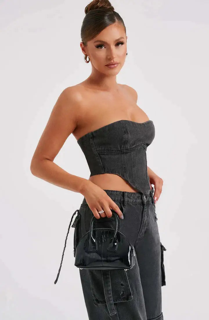 Denim Corset Top Black Medium