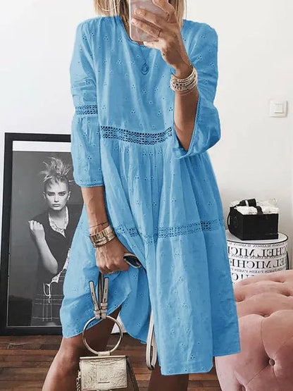 Boho Midi Dress Women Sexy Backless Dress Blue mhh52 M