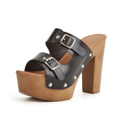 Chunky Heel Platform Black 38