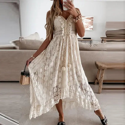 Lace Summer Dress Beige S