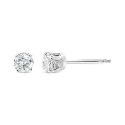 18K White Gold 3/8 Cttw Round Brilliant-Cut Near Colorless Diamond Classic 4-Prong Stud Earrings (G-H Color, VS1-VS2 Clarity)