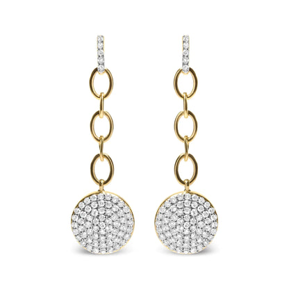 18K Yellow Gold Plated .925 Sterling Silver 1.0 Cttw Diamond Composite Cluster Dangle Chain Earrings (I-J Color, I1-I2 Clarity)