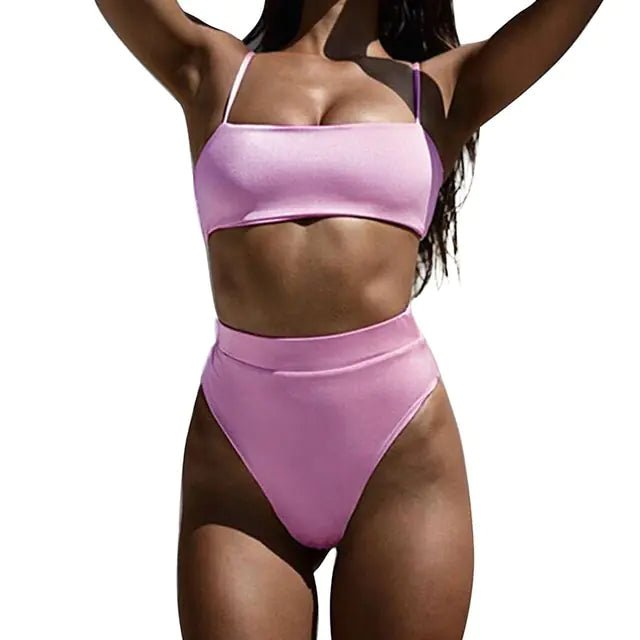 Brazilian Ribbed Bikini Set: Sizzling Pink Style 2 Small