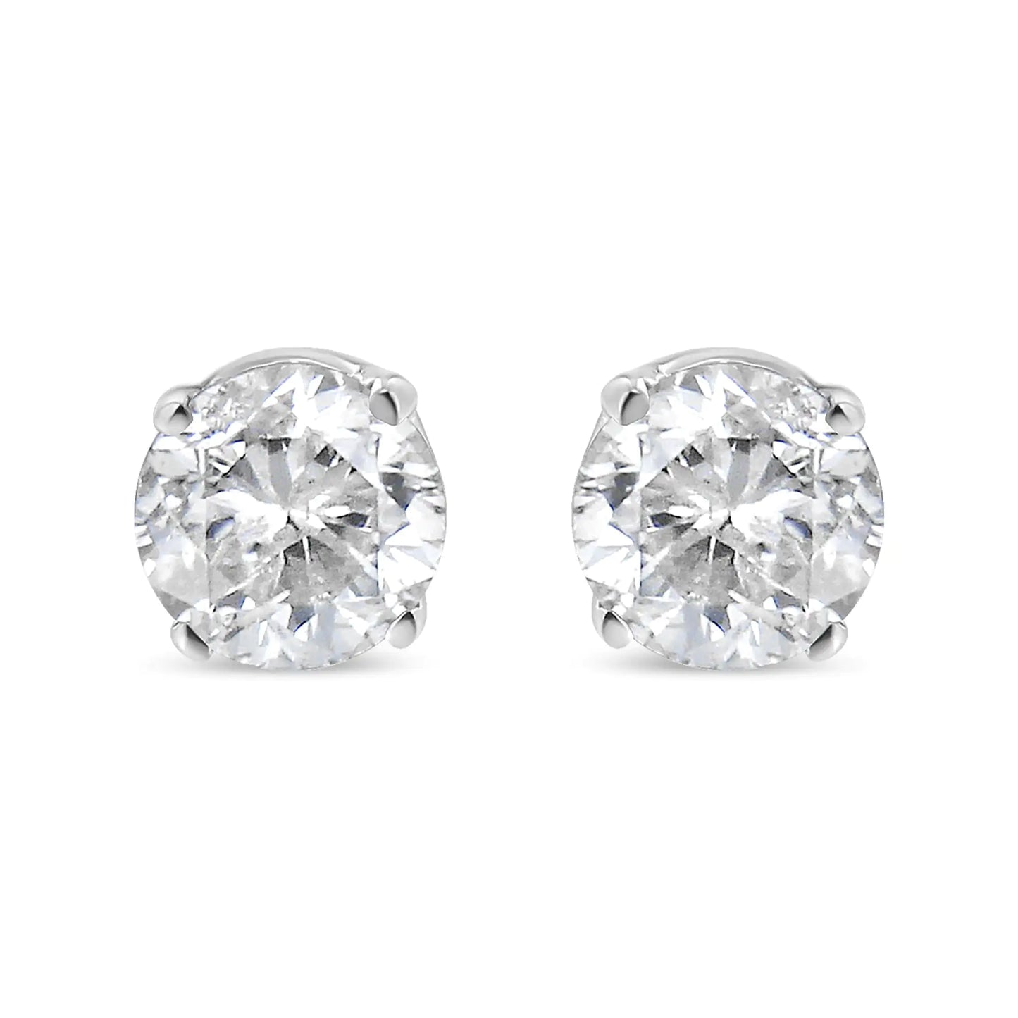 18K White Gold 1/4 Cttw Round Brilliant-Cut Near Colorless Diamond Classic 4-Prong Stud Earrings (G-H Color, VS1-VS2 Clarity)